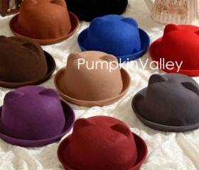 9 colors Lady cute wool blends cat's ear Autumn/winter warm hat